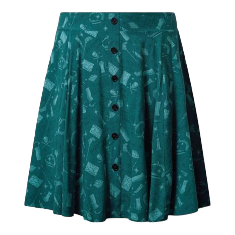 Torrid NWT Disney Hocus Pocus Mini Challis Button Front Skirt Size 4X Green - Picture 4 of 11